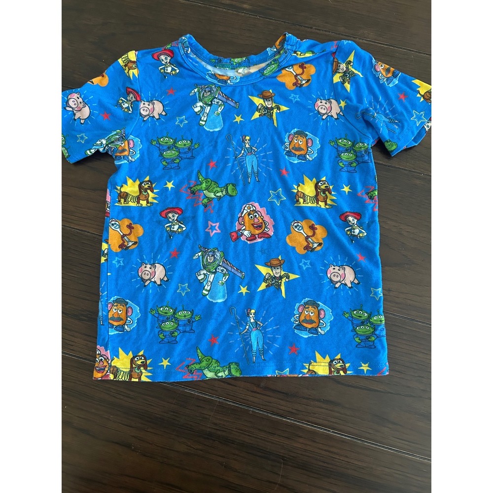 Disney Posh Peanut Toy Story Blue All Over Print Bamboo T-Shirt 3T-4T Kids